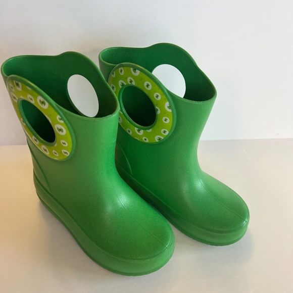 Okabashi Rain Boots Green with Monster Eye Toddler 10 - Picture 1 of 7